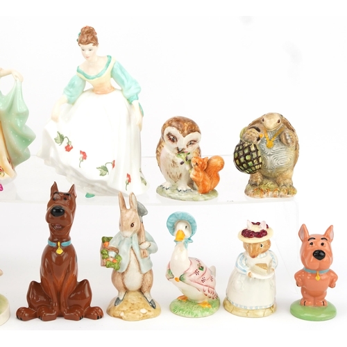 1203 - Collectable china including Wade Scooby & Scrappy, Beswick owls, Beswick Peter Rabbit and Royal Albe... 