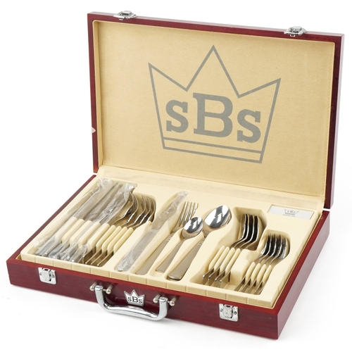 1169 - SBS stainless steel cased canteen of cutlery.