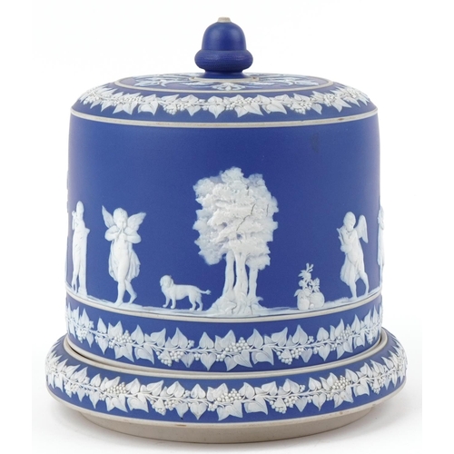 204 - A Wedgwood Jasperware Stilton dome and stand decorated with cherubs and Putti, 28cm high x 25cm in d... 