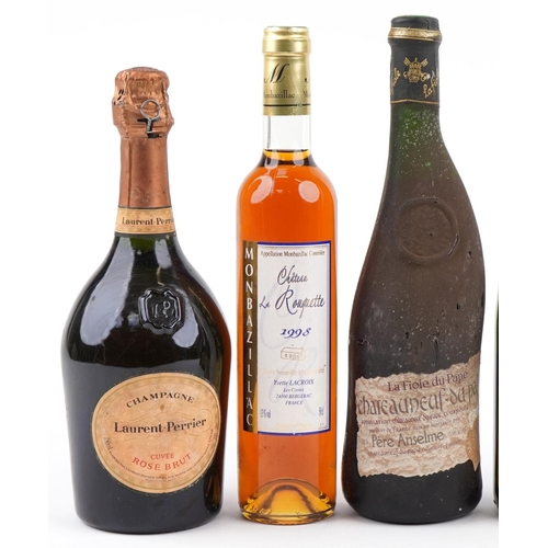 568 - Seven bottles of wine and Champagne including J P Chenet, Château de Roquette 1998 Vyette LaCroix, L... 