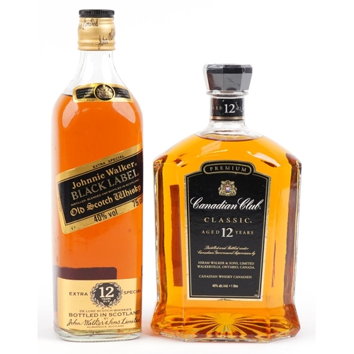 557 - Two bottles of whisky comprising Johnnie Walker Black Label 12 Year Extra Special Old Scotch whisky ... 