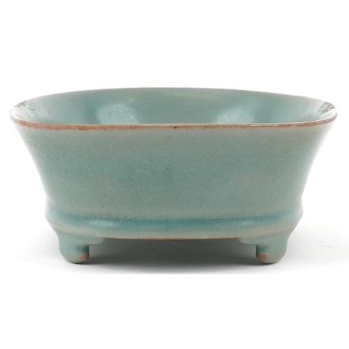 44 - A Chinese porcelain celadon glazed censer, 23.5cm in length.