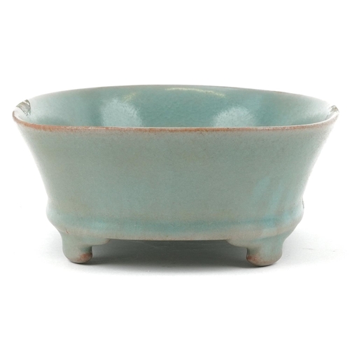 44 - A Chinese porcelain celadon glazed censer, 23.5cm in length.