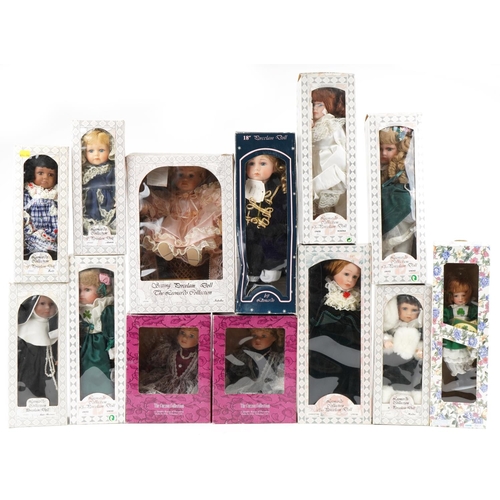 1263 - A Large collection of porcelain collectors dolls, some with boxes