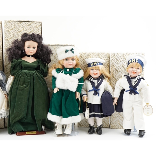 1263 - A Large collection of porcelain collectors dolls, some with boxes