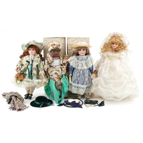 1263 - A Large collection of porcelain collectors dolls, some with boxes