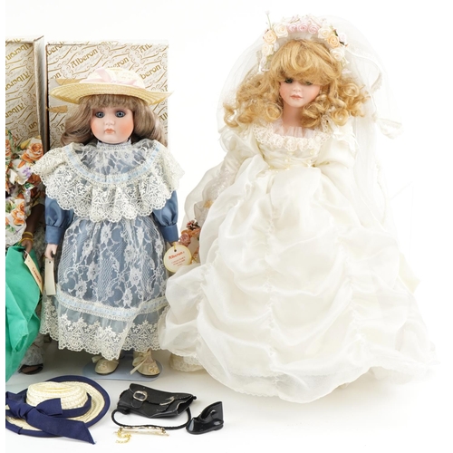 1263 - A Large collection of porcelain collectors dolls, some with boxes