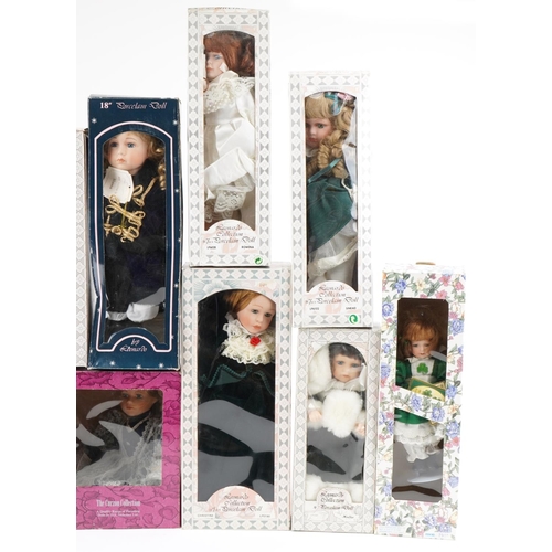 1263 - A Large collection of porcelain collectors dolls, some with boxes