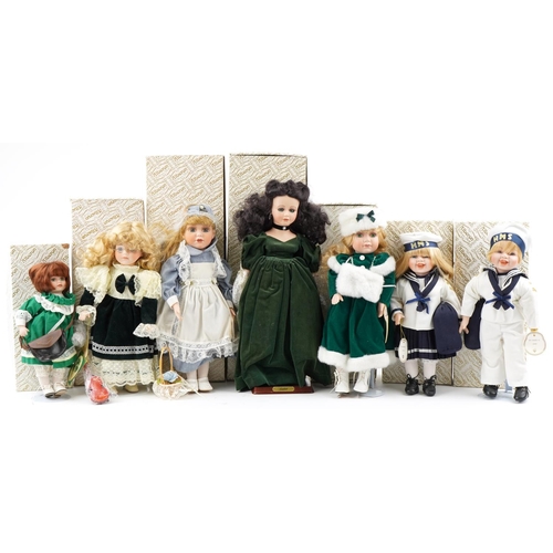 1263 - A Large collection of porcelain collectors dolls, some with boxes