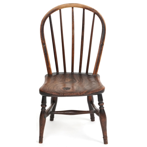 1074 - A 19th century beech and elm child's Windsor chair, 64cm H x 32cm W x 32cm D.