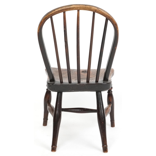 1074 - A 19th century beech and elm child's Windsor chair, 64cm H x 32cm W x 32cm D.