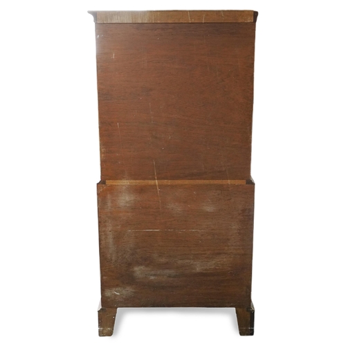 1086 - A late 20th century mahogany serpentine fronted chest on chest, 152cm H x 73cm W x 48cm D.