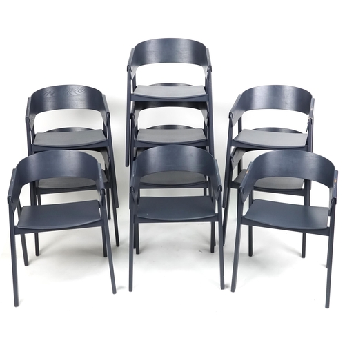  A set of ten Muuto Cover stacking armchairs finished in dark blue, 76cm H x 52cm W x 52cm D.