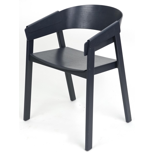 1023 - A set of ten Muuto Cover stacking armchairs finished in dark blue, 76cm H x 52cm W x 52cm D.