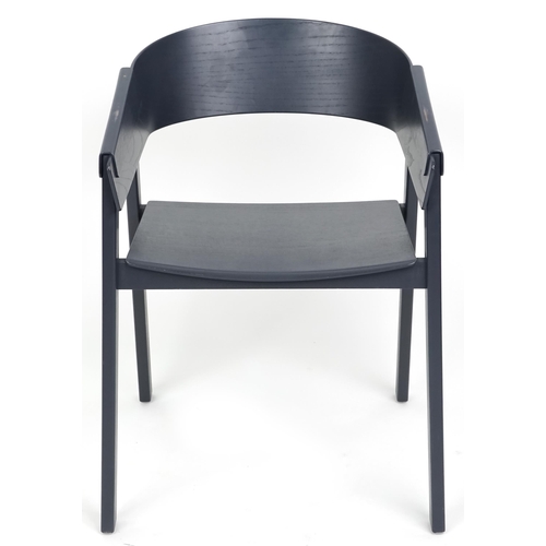 1023 - A set of ten Muuto Cover stacking armchairs finished in dark blue, 76cm H x 52cm W x 52cm D.