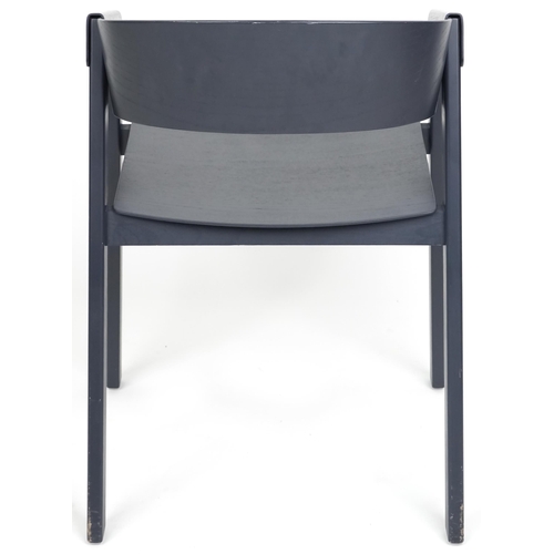 1023 - A set of ten Muuto Cover stacking armchairs finished in dark blue, 76cm H x 52cm W x 52cm D.