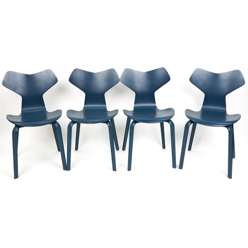  A set of four Republic of Fitz Hansen Grand Prix chairs, after a design by Arne Jacobsen, 83cm H x 4... 