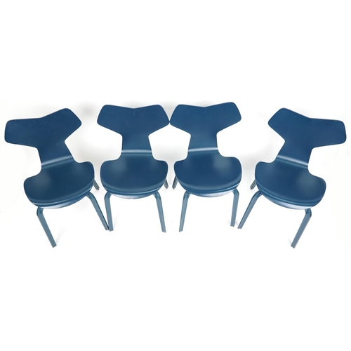  A set of four Republic of Fitz Hansen Grand Prix chairs, after a design by Arne Jacobsen, 83cm H x 4... 