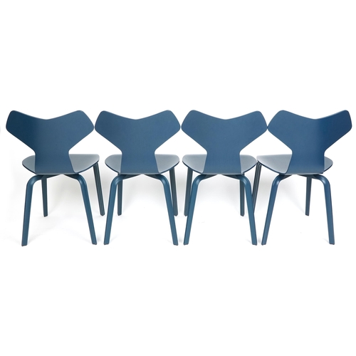  A set of four Republic of Fitz Hansen Grand Prix chairs, after a design by Arne Jacobsen, 83cm H x 4... 