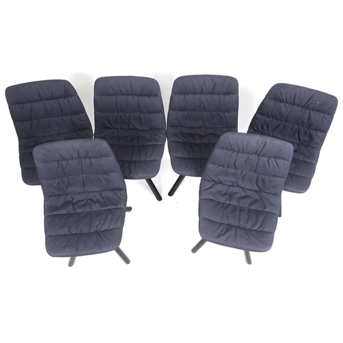 1025 - A set of six Maarten upholstered swivel chairs  designed by Victor Carrasco, 82cm H x 48cm W x 45cm ... 