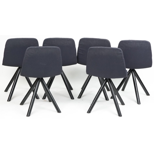 1025 - A set of six Maarten upholstered swivel chairs  designed by Victor Carrasco, 82cm H x 48cm W x 45cm ... 