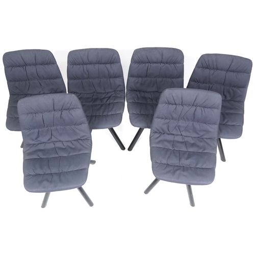 1028 - A set of six Maarten upholstered swivel chairs designed by Victor Carrasco, 82cm H x 48cm W x 45cm D... 