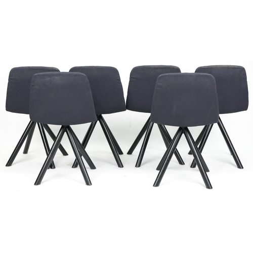 1028 - A set of six Maarten upholstered swivel chairs designed by Victor Carrasco, 82cm H x 48cm W x 45cm D... 