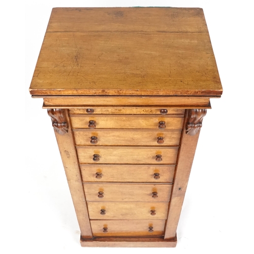 1007 - A Victorian mahogany Wellington chest of eight drawers, 122cm H x 53cm W x 42cm D.