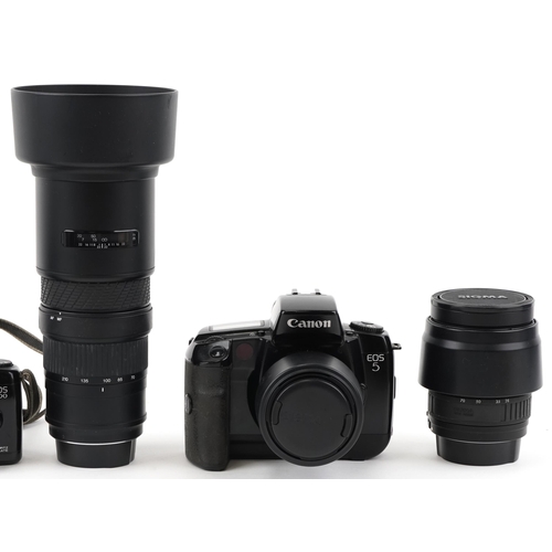 510 - Cameras, lenses and accessories including Canon EOS5 with 28-75mm lens and a Canon EOS 500.