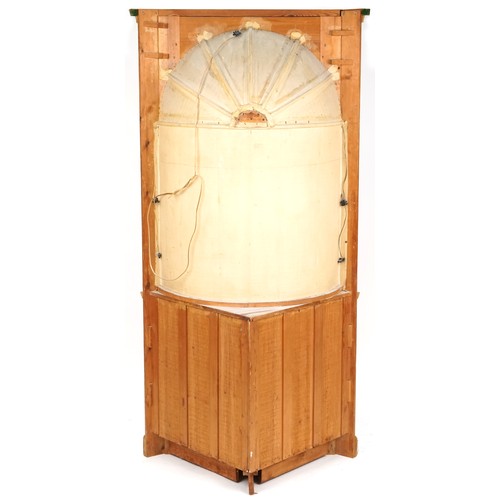 1009 - A 20th century George III style pine barrel back corner cabinet, 198cm high x 104cm wide.