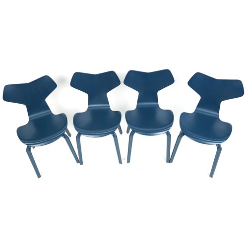 1019 - A set of four Republic of Fritz Hansen Grand Prix chairs, after a design by Arne Jacobsen, 83cm H x ... 