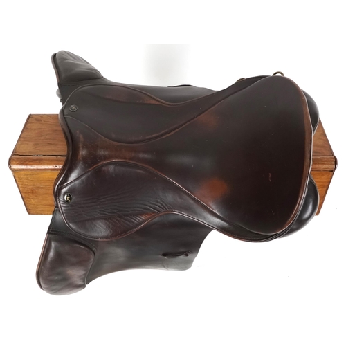 1161 - A GFS 17 inch brown leather saddle.