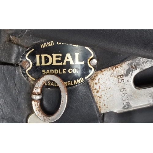 1154 - An Ideal Saddle Co. 16.5 inch black leather saddle.