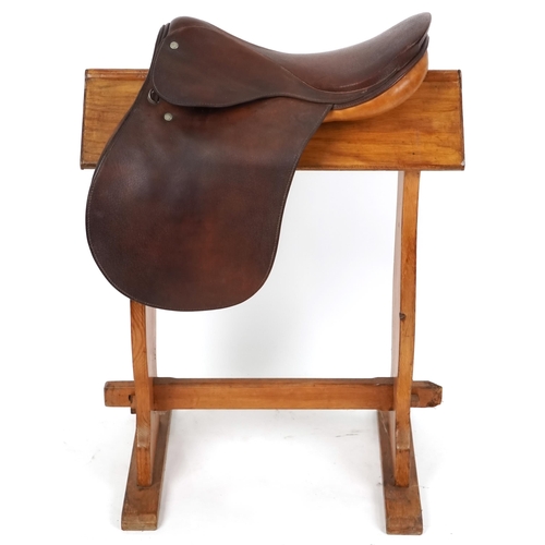 1155 - A Gidden of London 17 inch brown leather saddle.