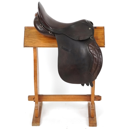 1158 - A Morris & Nolan 16 inch brown leather saddle.