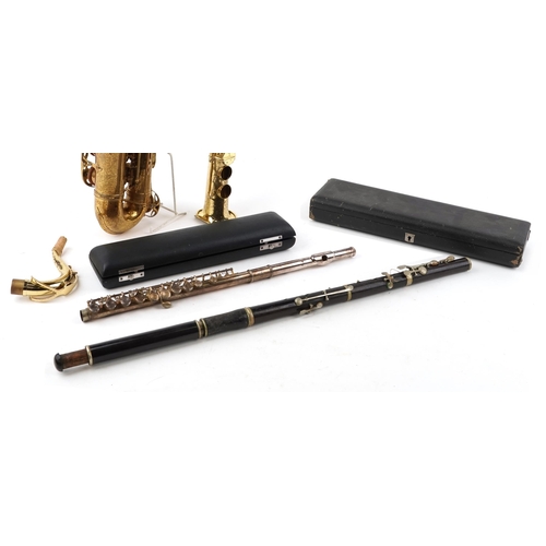 2012 - Musical instruments comprising an A M/Hindley rosewood clarinet, silver plated Academy silver plated... 