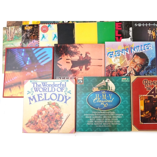 2023 - Vinyl LP records including T-Rex, Elvis Presley, Santana, The Bee Gees and some classical examples.