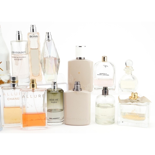 541 - Vintage and later partly used perfumes and bottles including Burberry Hero, Chanel Allure, Hugo Boss... 