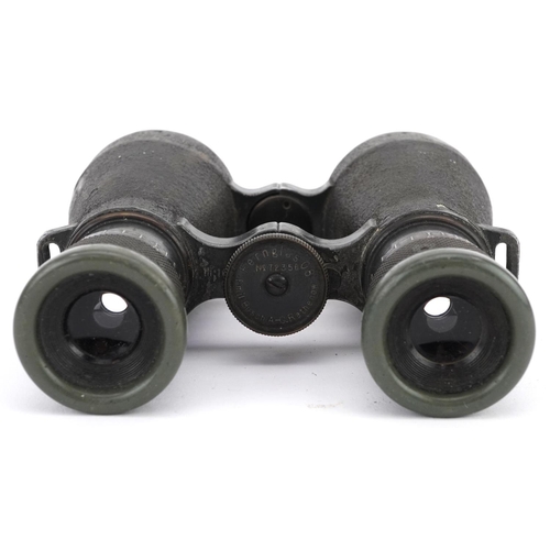 2448 - A pair of German military interest Emil Busch A-G.Rathenow binoculars with brown leather case.