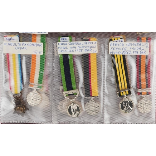 2418 - A collection of military interest miniature dress medals including Canadian Ghuzee Cabul medal, Chin... 