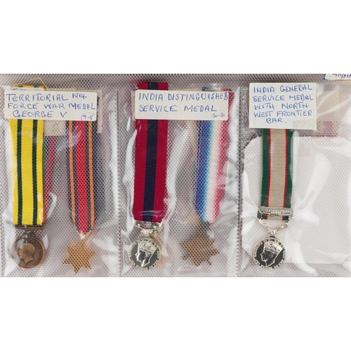 2418 - A collection of military interest miniature dress medals including Canadian Ghuzee Cabul medal, Chin... 