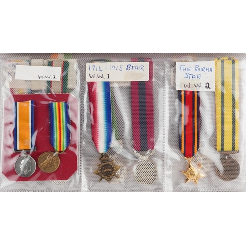 2418 - A collection of military interest miniature dress medals including Canadian Ghuzee Cabul medal, Chin... 