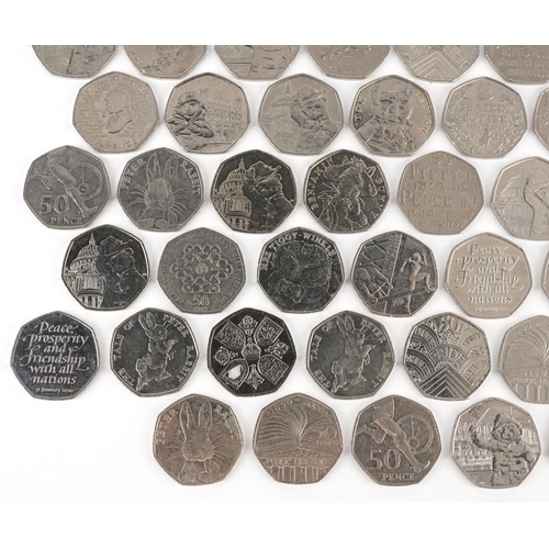 2150 - A collection of Elizabeth II fifty pence pieces including Paddington Bear, Peter Rabbit, London Olym... 