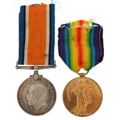 2412 - British military World War I medal pair with ribbons awarded to 54463 PTE.F.JAGGER.NORTH'D FUS.