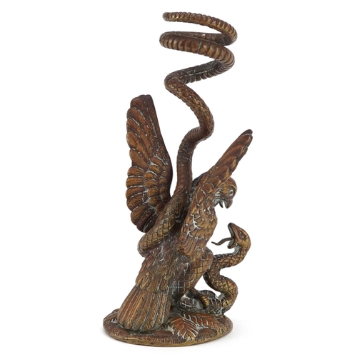 131 - An early 20th century bronze figure group of 'The Eagle & The Serpent' from Aesop's Fables, 18cm hig... 