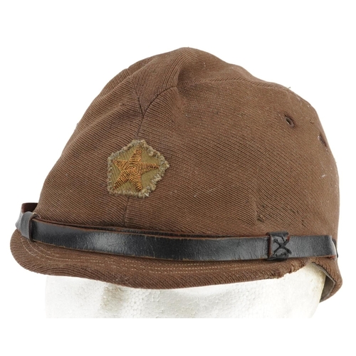 2588 - A Japanese infantry military cloth hat with insignia.