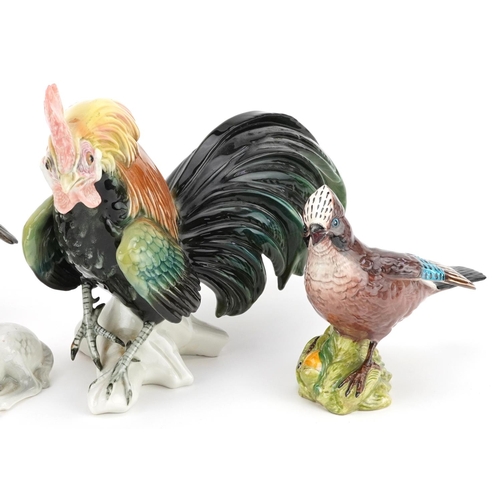 1196 - Collectable china animals including a Beswick Mallard duck and a Carl Enz rooster, the largest 29cm ... 