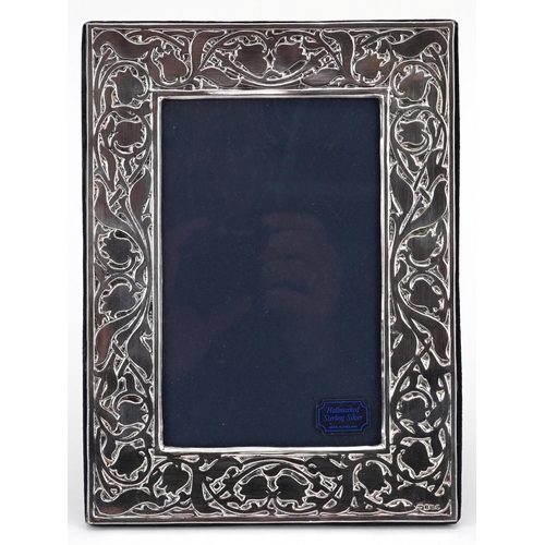 584 - Modern rectangular silver naturalistic easel photo frame, RBB maker's mark, Birmingham 1994, 20.5cm ... 