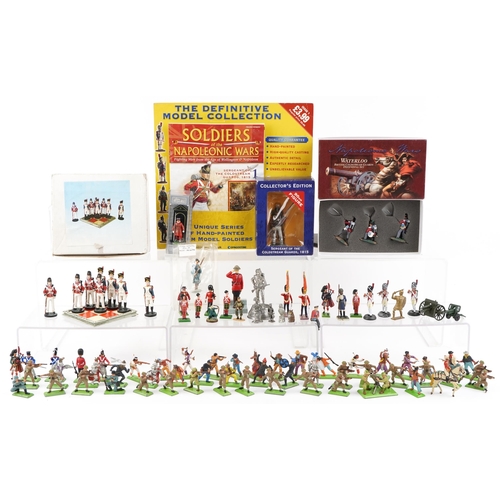 2522 - A collection of vintage and later hand painted lead and plastic military figures including W Britain... 