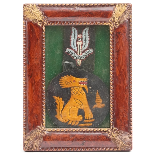 2552 - Two military interest cloth patches, framed and glazed.